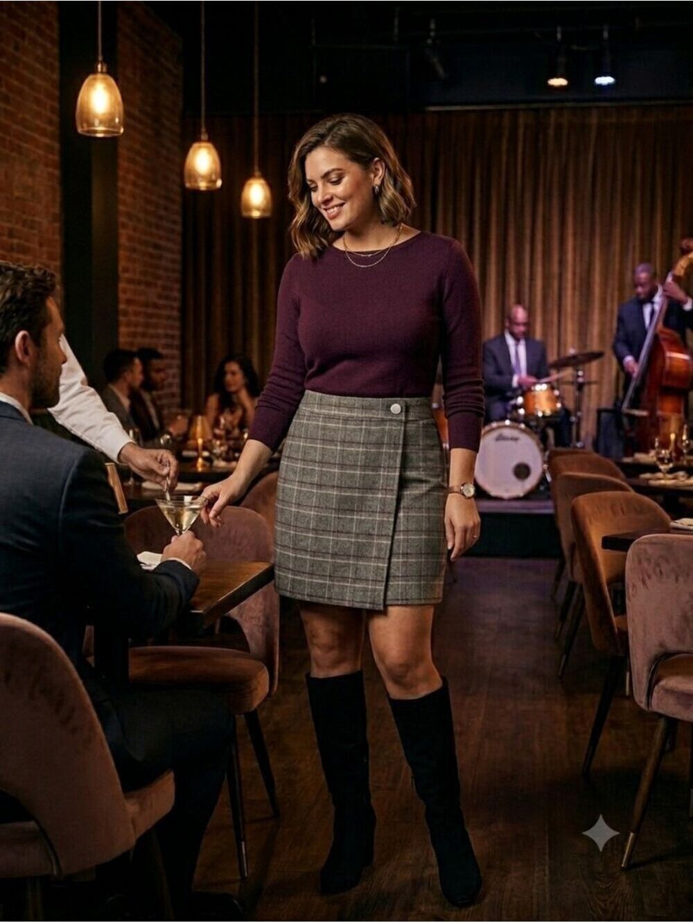 Loft Gray, Purple and White Plaid Mini Skirt Size 12 Date Night